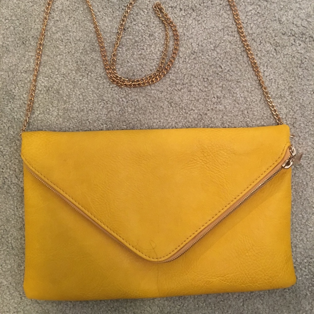 Mustard Yellow Purse with Removable Gold Chain